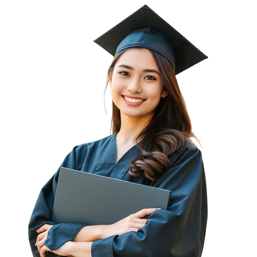 Female PhD scholar in graduation gown and cap representing PhD admission guidance at SIILAP