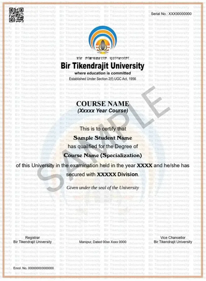Bir Tikendrajit University Degree Sample